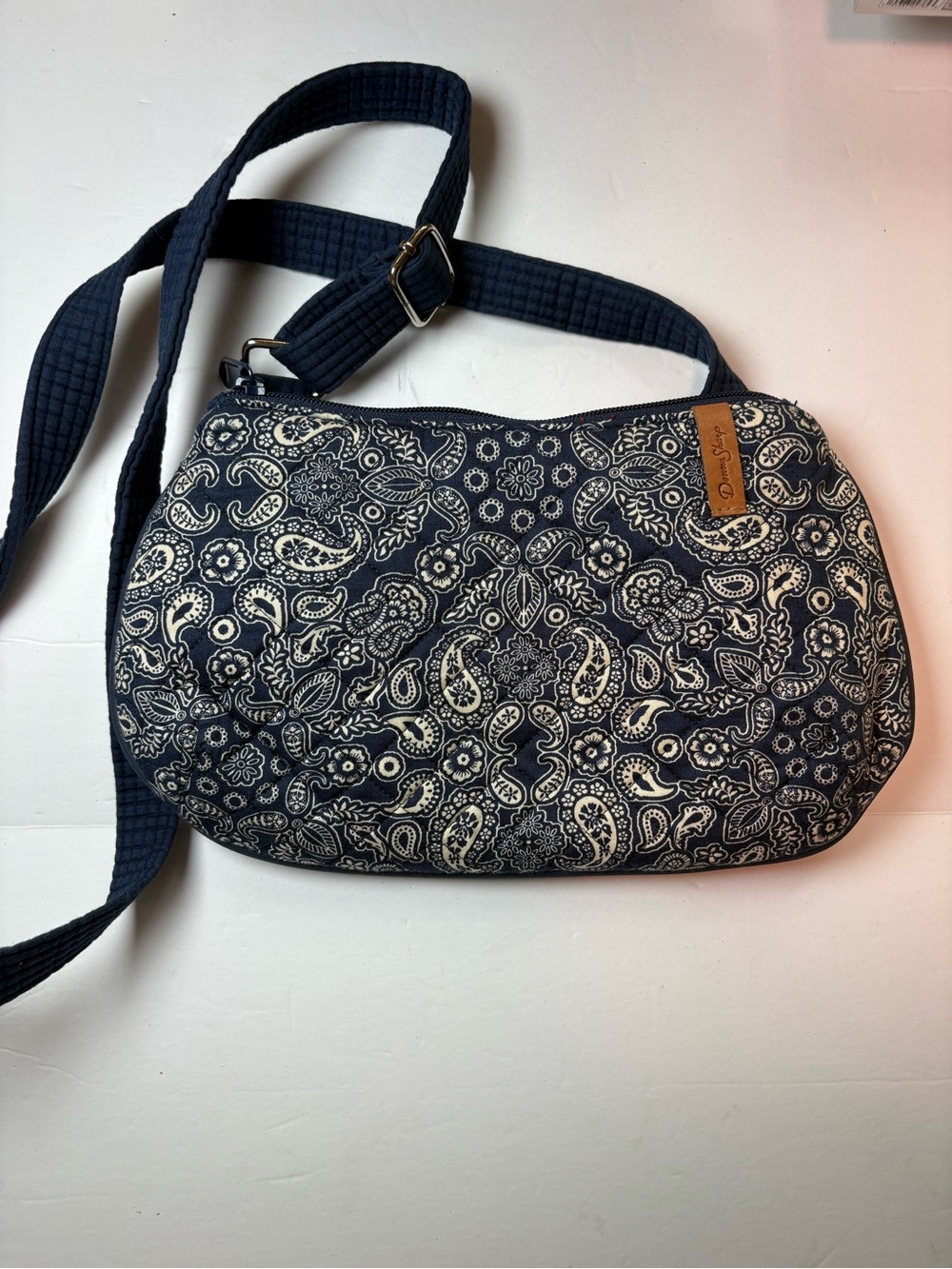 Donna Sharp Navy Paisley Small Quilted Crossbody Bag Floral Travel Purse
